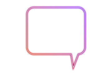 Naklejka premium Neon chat bubble png. Glowing purple speech bubble on transparent background.