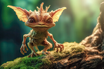 Obraz premium Forest Dwelling Imp, a small, imaginary creature with its playful nature adds. Generative AI.
