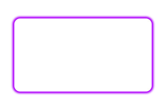 Neon purple frame png. Glowing frame on transparent background.