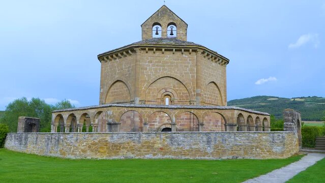 Romanesque church of Santa Mar&iacute;a de Eunate near the town of Muruz&aacute;bal in the Ilzarbe Valley. World Heritage sites on the Way of Saint James. Navarre. Spain. European