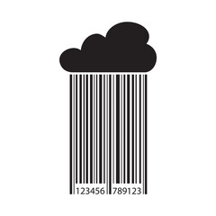 Bar code - cloud and rain. Barcode for scan, concept. Retail promotion campaign, marketing. monochromatic design for print, logo or web.