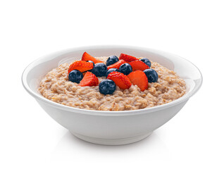 muesli with berries png images _ Indian food images _ food in bowl images _ muesli with berries in isolated white background  - obrazy, fototapety, plakaty