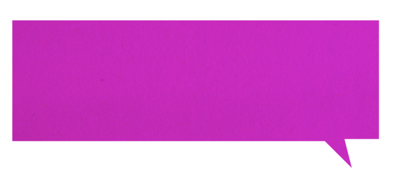 Pink paper speech bubble on transparent background. Blank chat bubble png.