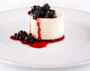 Close up of a panna cotta on plate