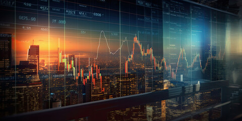 stock market graph. wall street and financial background. generative ai - obrazy, fototapety, plakaty