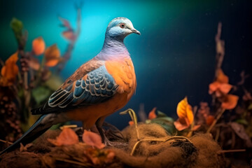 Beauty of the extinct Passenger Pigeon, a once-abundant bird species in North America. Generative AI