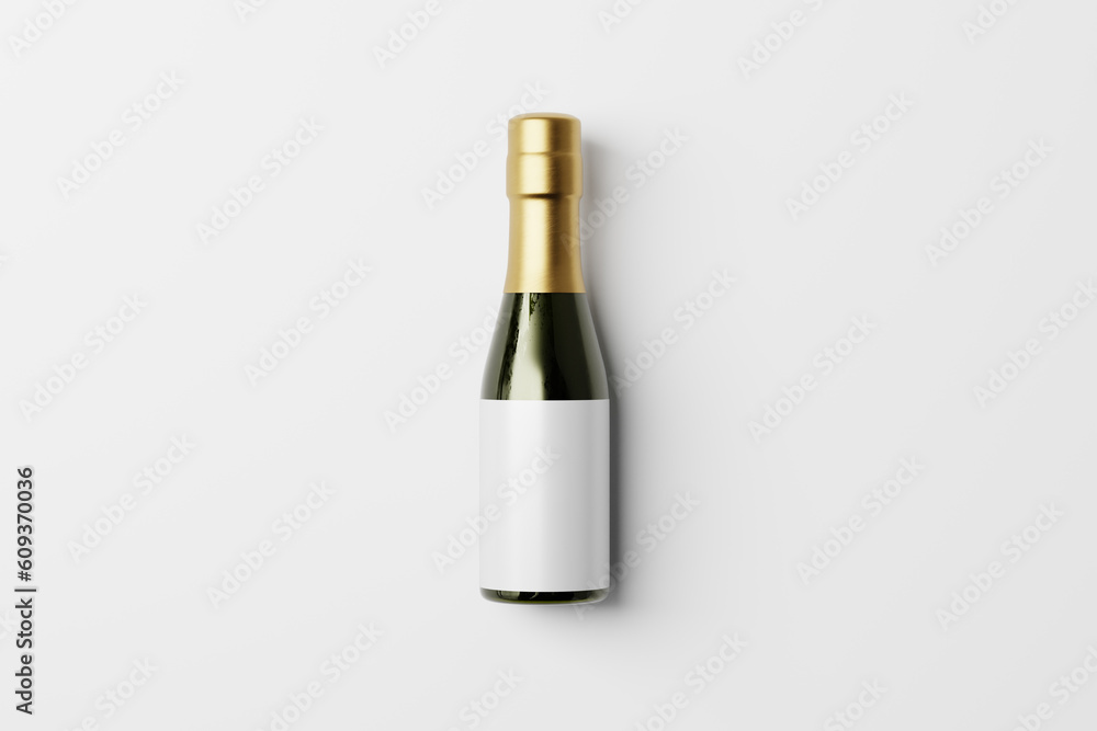 Sticker blank mini champagne or wine bottle mockup