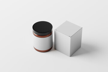 blank amber glass candle jar mockup