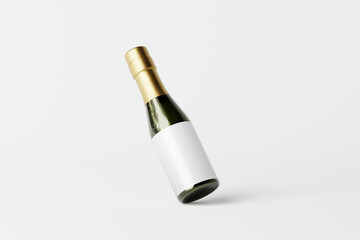 blank mini champagne or wine bottle mockup