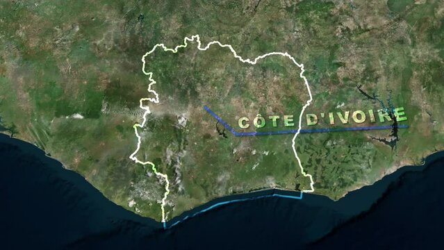 Cote d'Ivoire (Ivory Coast) Map Animation
