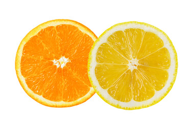 Orange and lemon slice isolated on transparent png