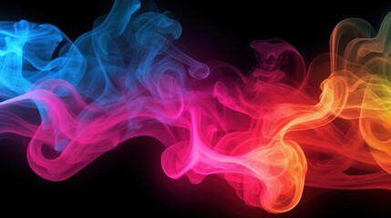 Obraz premium swirl smoke on multicolor neon white background, tight in the frame, pale bright color style