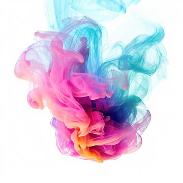 swirl smoke on multicolor neon white background, tight in the frame, pale bright color style