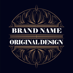 Antique label, vintage frame design, typography, retro logo template, vector illustration