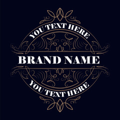 Antique label, vintage frame design, typography, retro logo template, vector illustration