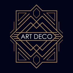 Art deco logo. Vintage label design. Retro badges. Vector image.