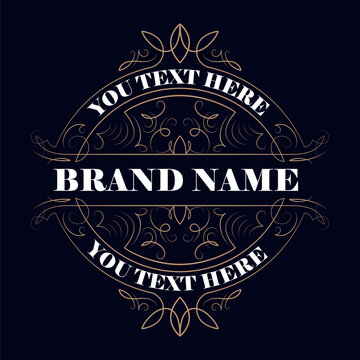 Antique label, vintage frame design, typography, retro logo template, vector illustration