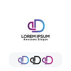 logo design letter D d colorful gradient illustration