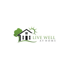 green tree house logo design illustrator template