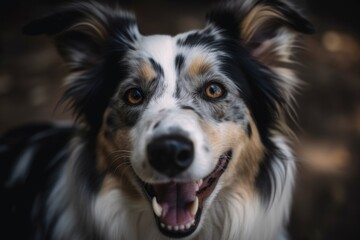 Fototapeta premium portrait of happy dog looking at the camera with its tongue hanging out, created with generative ai