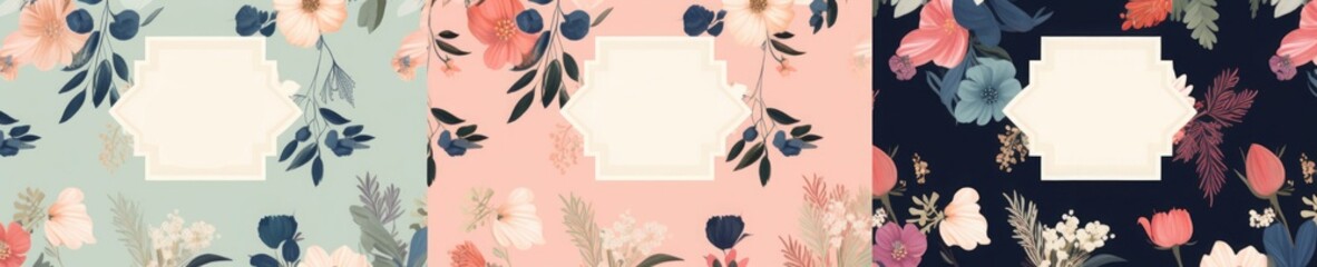Beautiful collection of floral patterns. Holiday flower patterns for cards, invitations, package design, Generative AI