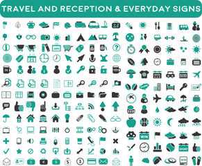 premium hotel service and travel flight icon pack with addition Normal Routine signs 200 icon pack