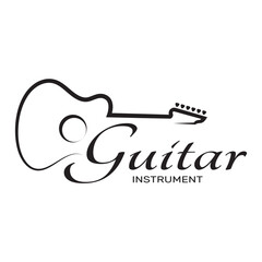 Simple musical guitar instrument logo, for guitar shop, music instrument store, orchestra, guitar lessons, apps, games, music studio, vector