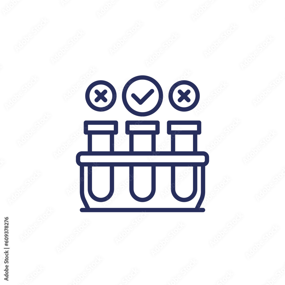 Poster lab test line icon with test tubes