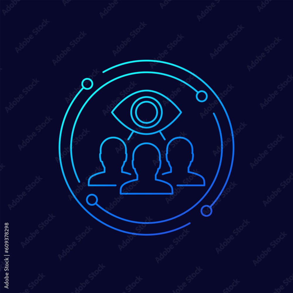 Poster monitoring group icon, linear vector design