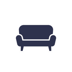 couch icon on white, sofa pictogram