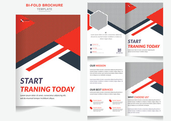 Fitness and gym fashion bifold brochure design template