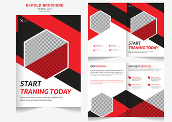 Fitness and gym fashion bifold brochure design template