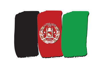 Afghanistan Flag with colored hand drawn lines in Vector Format