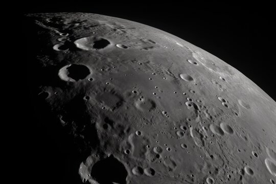 close-up of moon, with craters and other features visible, created with generative ai