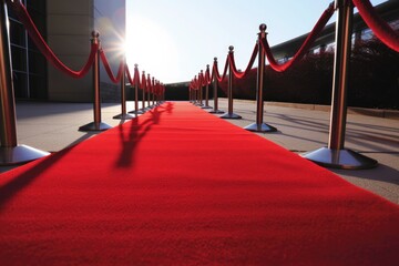 red carpet being rolled out for high-profile gala event, created with generative ai