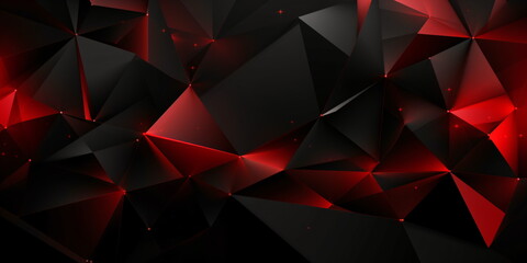 Obraz premium Abstract red and black polygonal low poly background created with AI