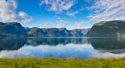 majestic and beautiful lake surrounded by mountains