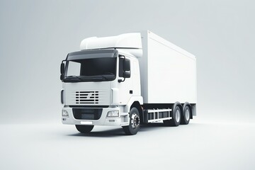 White track lorry van isolated on the white background. Generative AI