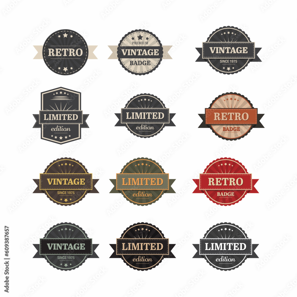 Sticker set of badge vector icon