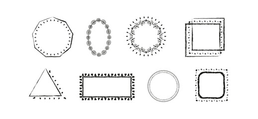 Set of simple line frames. Easily editable vector edges. Collection of vertical blank templates to decorate text. Greeting or wedding frames.