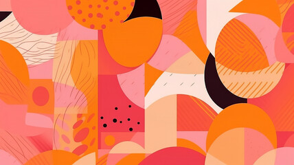 generative AI tools , Paper cut out, pink on orange, fun abstract geometric shapes, pattern 