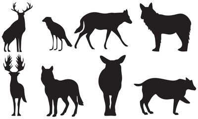 A set of silhouette animal vector illustration