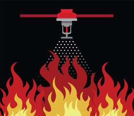fire sprinkler system , safety first , vector illustrator
