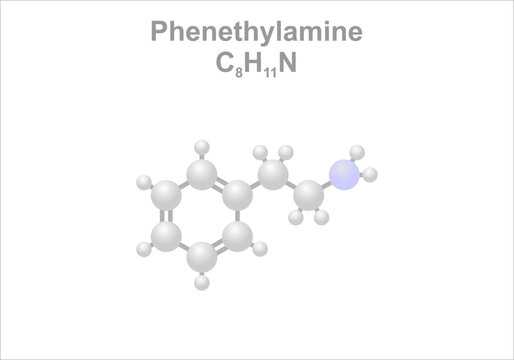 Simplified scheme of the phenethylamine molecule. Occurs ub chocolate. 
