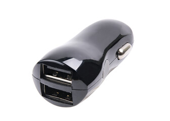 Car USB adapter on white background.