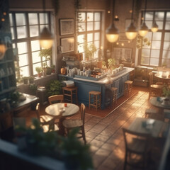 Night view cafe mini landscape,created with generative ai tecnology.
