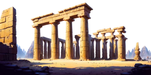 Cercles muraux Lieu de culte Ruins of the ancient temple. Columns. Egypt. Isolated on transparent background. Png.