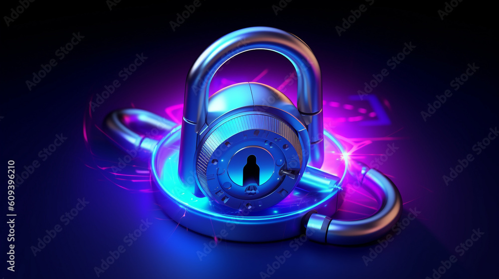 Poster visualize the concept of secure browsing and encrypted communication with a padlock symbolizing data