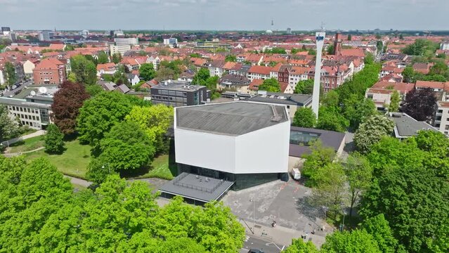 Drone shot of Large broadcasting hall NDR ( Gro&szlig;er Sendesaal NDR ) , a Live music venue in Hanover, Lower Saxony , Germany