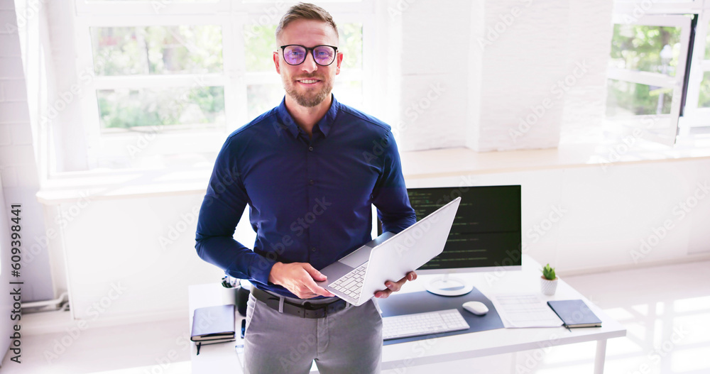 Poster Programmer Man Coding On Computer